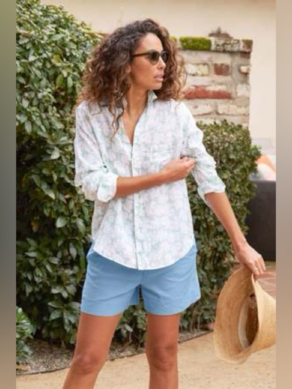 Frank & Eileen Eileen Mint Floral Linen Button Up Shirt Medium Italy - Picture 12 of 12